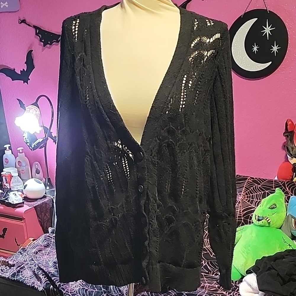 Torrid Black Shimmery Cardigan with V-Neck